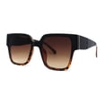thumbnail image 2 of Womens 90s Designer Thick Temple Horn Rim Chic Sunglasses Black Tortoise Brown, 2 of 4