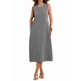 thumbnail image 2 of Women's Dresses Long Sundresses Plaid Striped Pockets Maxi Dress for Summer Casual Beach Vacation Black S, 2 of 9