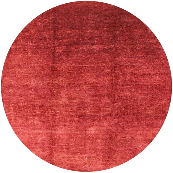 Ahgly Company Machine Washable Indoor Round Industrial Modern Red Area Rugs, 6' Round