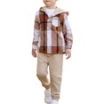 thumbnail image 5 of HWJAD 2-7 Years Boys Outfit Sets 2Pcs Flannel Plaid Shirt and Pants Set Hoodie Sweatsuit for Fall Spring Kids Clothes, 5 of 7