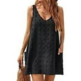 thumbnail image 3 of Generic Women Beach Coverups Swiss Polka Dot Bathing Suit Cover Up Sleeveless V Neck Dress with 2 Pockets, 3 of 4