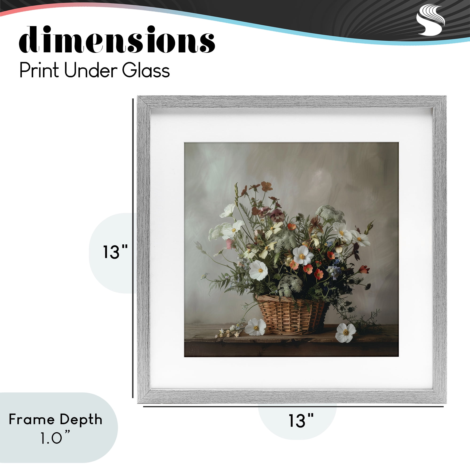 Stupell Industries Flowers In A Basket Arrangement Gray Framed Print Under Glass, design by Lazar Studio