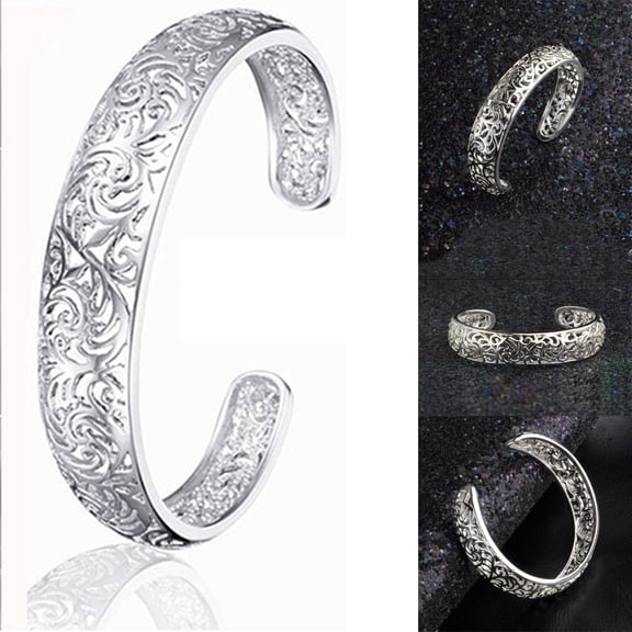 Limei 925 Sterling Sliver Bracelets Adjustable Chinese Style Retro Bangle Bracelets