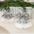 thumbnail image 2 of Christmas Bow Sequin Bow – Sparkling Luxury Xmas Tree Decoration, Customizable Holiday Wreath Bow for Festive Décor, Silver, M, Bow, 2 of 4