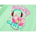 thumbnail image 3 of Beezizac Big Girls Pajamas Adorable Green & Pink Gamer Soft Short Sleeves PJ Set Spring Summer Tween Jammies Kid Size 14, 3 of 7