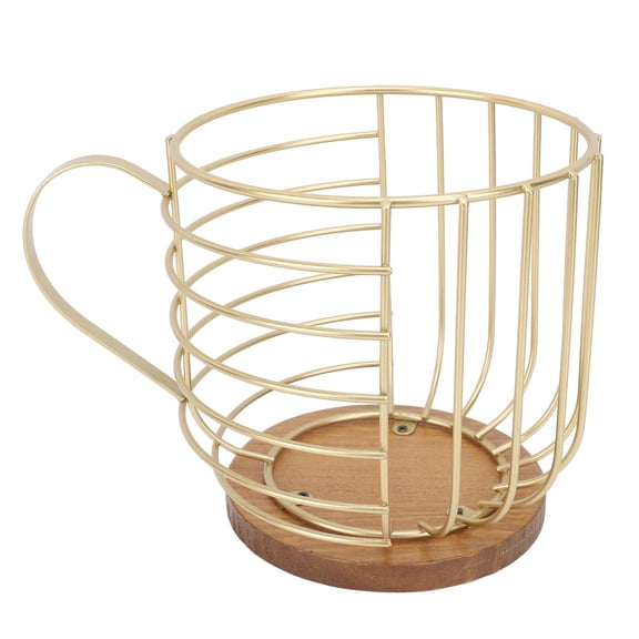 BOKYAN Mug‑Shaped Coffee Pod Basket – Gold Metal Capsule Storage for Kitchen, Office, Café Countertop