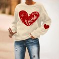 thumbnail image 4 of RKSTN Chandail pour Femmes 2024 Saint-Valentin Cœur d'Amour Imprimé Chandail Uni Col Rond Manches Longues Coupe Ample Blouse Hauts, 4 of 6