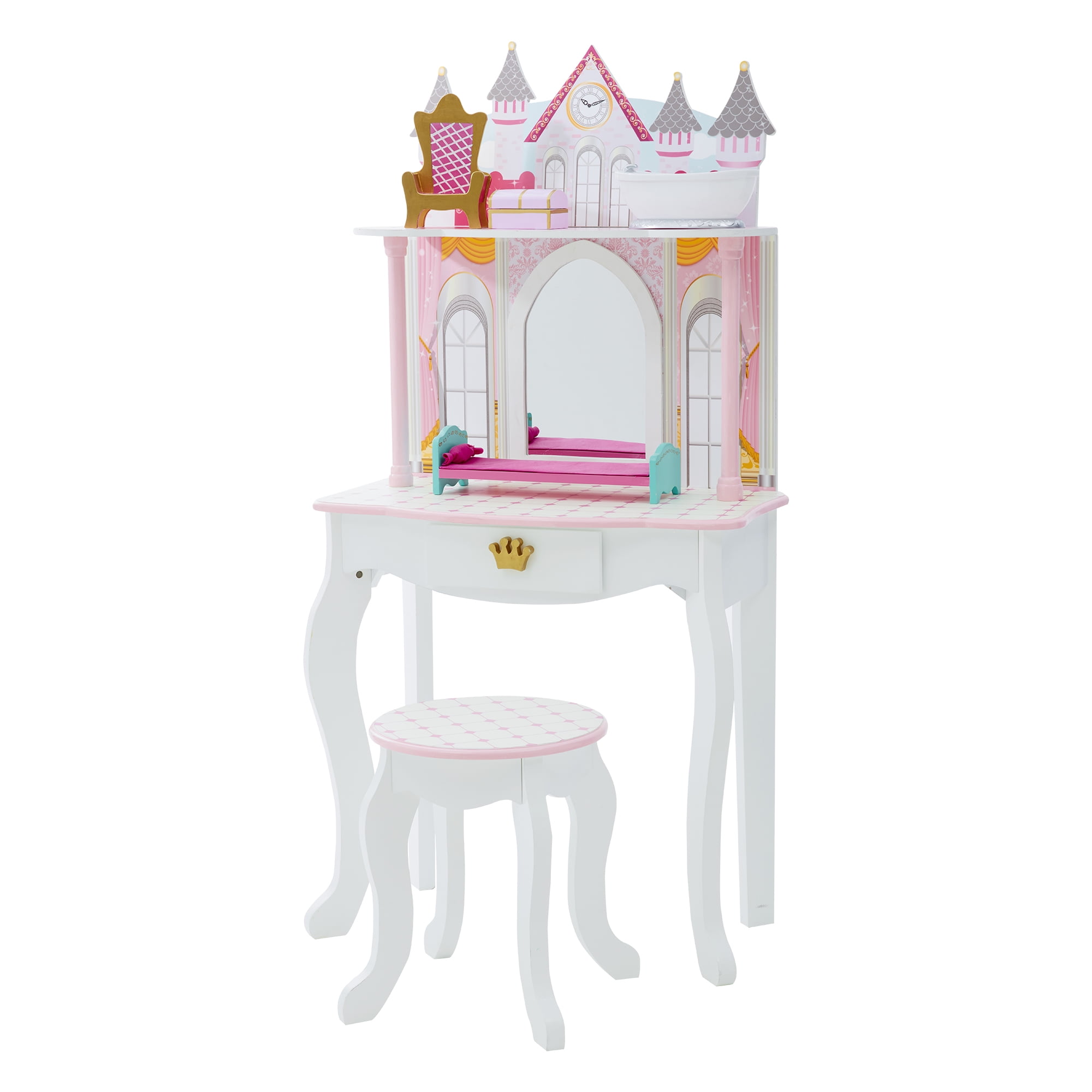 Magical Snow Castle Play Set Makeup Pretend Play Kids Vanity Table and Chair 