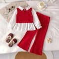 thumbnail image 6 of Mnyotv Toddler Baby Girl Clothes Fall Winter Girl Outfit Floral Crewneck Sweater Knit Flared Pants Size 6-7 Years, 6 of 6