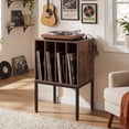 thumbnail image 4 of Costway Record Player Stand with Power Outlets,Turntable Station with Divider Holds150 Records Rustic Brown, 4 of 10