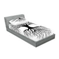 thumbnail image 2 of Ambesonne Tree Fitted Sheet & Pillow Sham Set, Roots Branch Leafless, Twinxl, Black White, 2 of 2