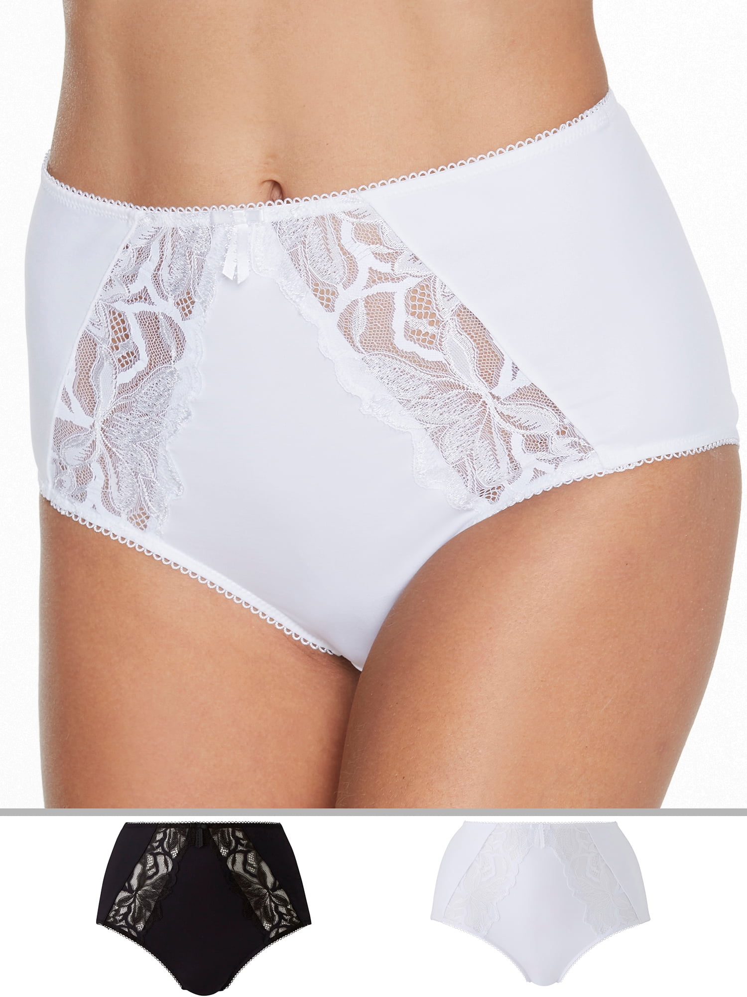 Pretty Secrets Women's Plus Full Coverage Brief with Lace, 2-Pack