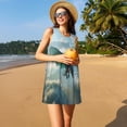 thumbnail image 3 of Balery Cloud Sky Green Dragon Vestidos de verano para mujer con estampado: vestido holgado sin mangas, vestido playero informal y cómodo para días calurosos., 3 of 7