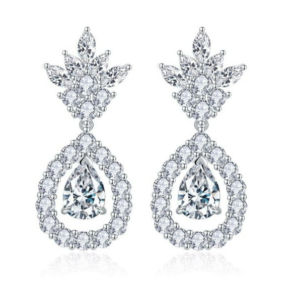 Moissanite Diamond Earrings Drop for Women 4.34cttw D Color VVS1 Clarity 925 Sterling Silver Moissanite Earrings Pear Cut Lab Created Diamond Earrings Drop