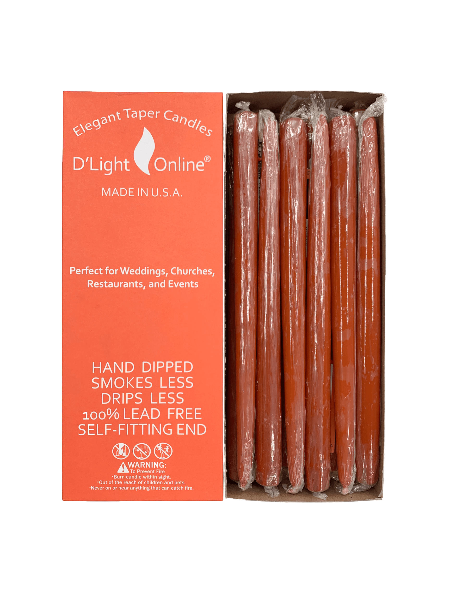 D'light Online Elegant Taper Candles Dripless and Smokeless Set of 144
