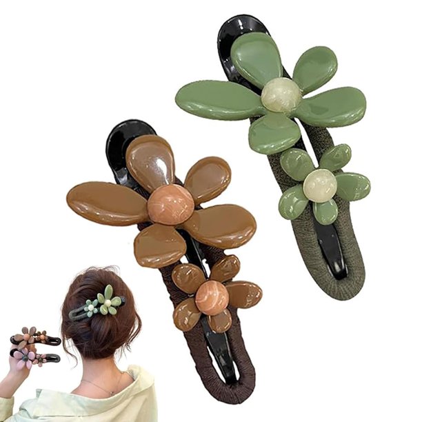 Pinzas para el pelo con diseño de pico de pato y flores retro, pinzas planas para el pelo con diseño de flores, pinzas planas antideslizantes con diseño de pico de pato, pinzas decorativas para el pel