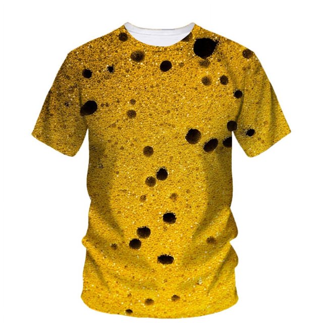 T-Shirt Tendance Mode Alternative de Rue à Manches Courtes Imprimé 3d Bière Hip Hop Décontracté Drôle Vêtements Amples