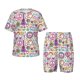 thumbnail image 1 of Fotbe Peace Love and Dove Flower Power Pijama Estampada de 2 Piezas para Niños – Ropa de Dormir de Manga Corta Cómoda para Niños y Niñas, Camiseta y Shorts de Algodón-Large, 1 of 6