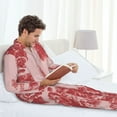 thumbnail image 6 of Naloa Red Meat Men’s Pajamas Set - Long Sleeve Button Down Sleep Shirt and Pajama Bottoms Sleepwear Set-Medium, 6 of 7