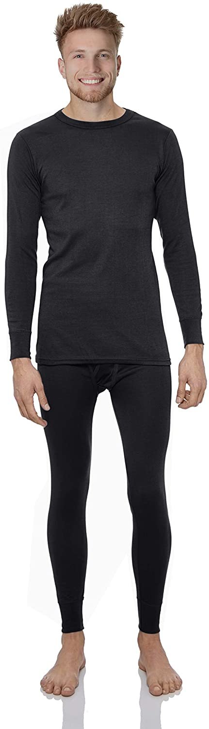 ROCKY Thermal Underwear for Men Fleece Lined Thermals Mens Base Layer Long John Set Navy