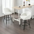 thumbnail image 2 of Zesthouse 26.4" Counter Height Swivel Bar Stools Set of 2, Sherpa Barrel Bar Stools with Backs, Modern Boucle Counter Stools for Pub Kitchen Island, White, 2 of 14