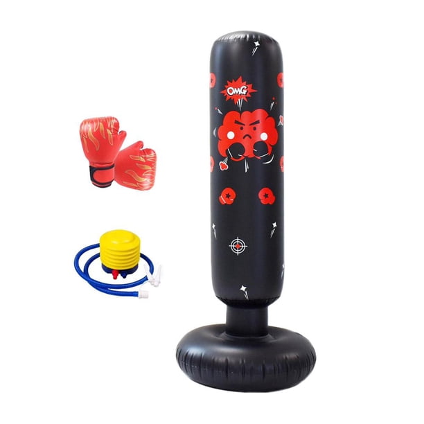 Ruifaya BBASILIYSD Saco de boxeo para niños, saco de boxeo de juguete con guantes de boxeo, juego de saco de boxeo inflable estable más grande de 48 pulgadas, inflable para niños