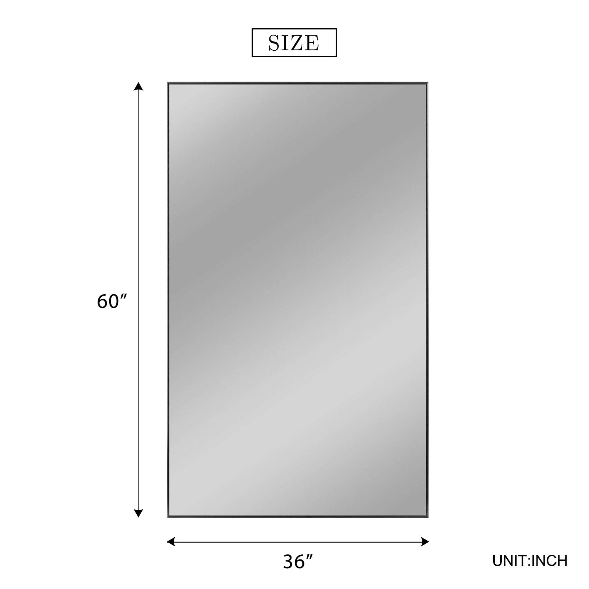 36 in x 59 in Black Modern Floor Mirror