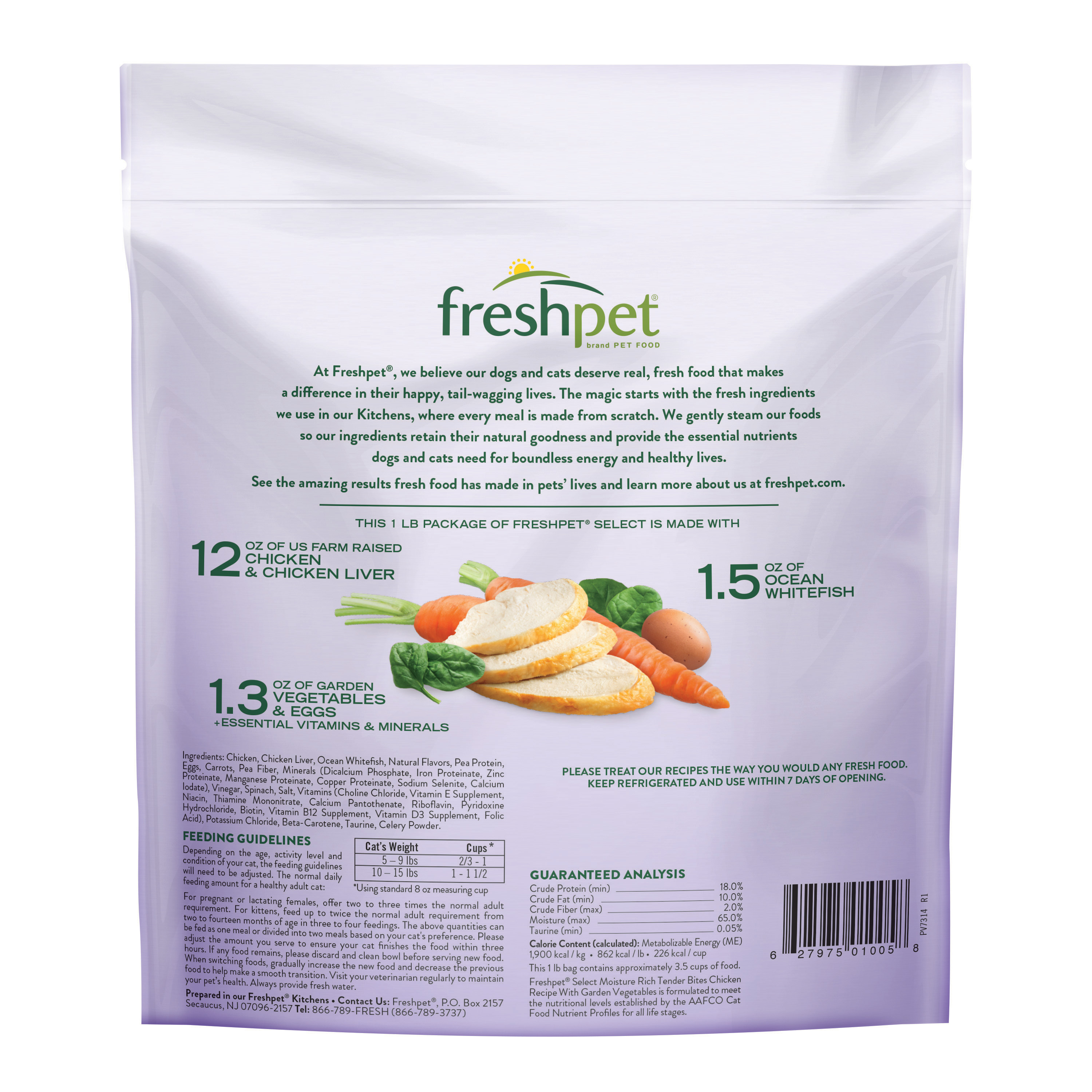 Freshpet Chicken & Vegetables Flavor Fresh Cat Food, Grain-Free, 1 lb. Pouch - image 2 of 7