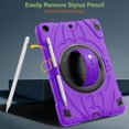 thumbnail image 5 of Dteck Case for iPad 9th/ 8th/ 7th Generation 10.2", Heavy Duty Shell with Rotating Stand/Hand/Crossbody Strap,Sturdy Shockproof iPad 10.2" Case (2021/2020/2019),Purple, 5 of 8