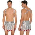 thumbnail image 5 of Aislor Mens Metallic Cupid Set Shiny Valentines Outfits Chest Harness with Slit Skirt Silver S, 5 of 7