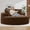 Brown, variant on Oversized Round Lazy Sofa, 62.9 Inch Diameter Giant Fluffy Rabbit Plush Lounge Couch with Removable Washable Throw Pillows, Compressed Shipment Circular Bean Bag Chair for Living Room Bedroom