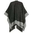 thumbnail image 2 of Sakkas Nila Women's Reversible Open Front Large Poncho Shawl Wrap Scarf Cape Ruana - Black - One Size Regular, 2 of 7