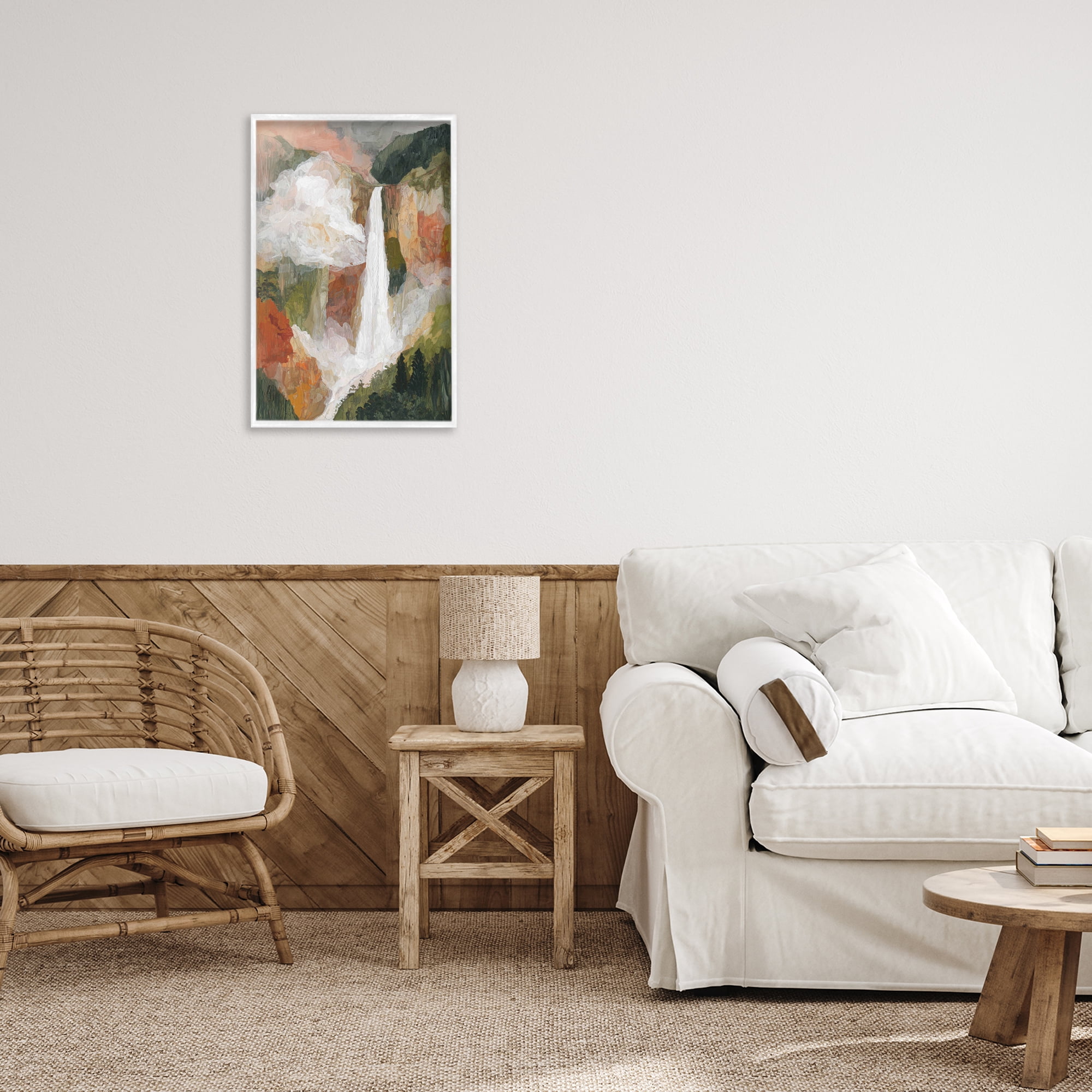 Stupell Industries Mountain Waterfall Landscape White Framed Giclee Art, design by Chromatic Storm Studio