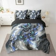 thumbnail image 2 of Black Marble Bed in a Bag King Size Comforter Set 7 Pieces Teal Butterfly Sheet Set,Blue Marbling Bedding Sets,Abstract Ombre Ink Fluid Art Bed Set Rustic Animal Butterflies Room Decor Aesthetic, 2 of 5