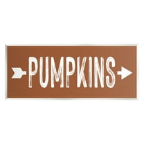 Stupell Industries Pumpkins Pointing Right Holiday Painting Unframed Art Print Wall Art, 17 x 7