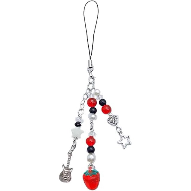 Lindos amuletos para teléfono, amuletos estéticos para celular, correa con forma de mariposa y fresa