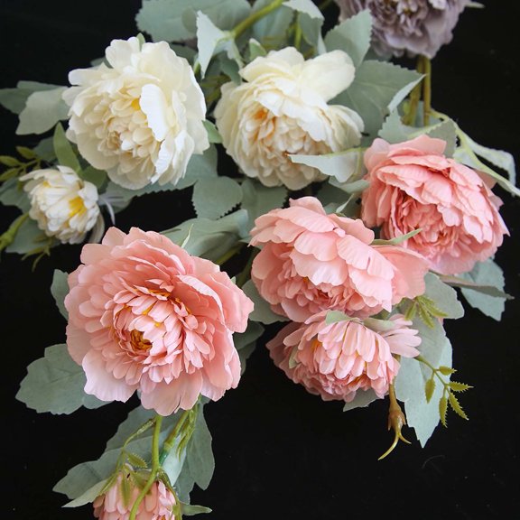 AYktou Peonies Artificial Flowers Pink Silk Roses for DIY Wedding Bouquet Decorations Fake Flowers Floral Arrangements Party Table Centerpieces Home Decor Indoor