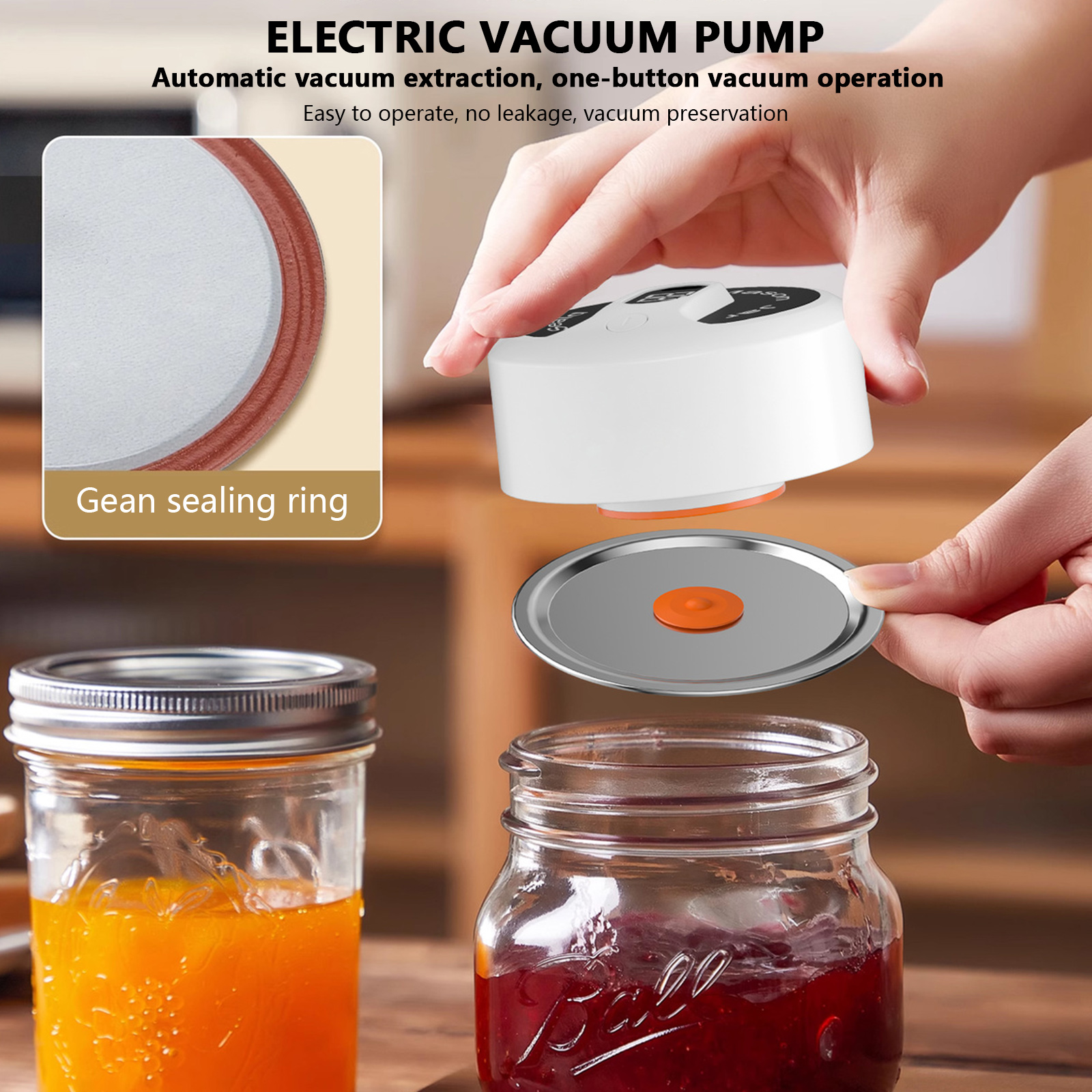 Glass Jar Vacuum Sealer Vacuum Sealing Machine Cordless Canning Sealer Electric Automatic Kitchen Supplies