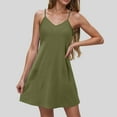 thumbnail image 4 of WCMZJ Womens Summer Sleeveless A-Line Mini Dress 2025 Sexy Backless Spaghetti Strap Party Club Dresses with Pockets Army Green M, 4 of 7