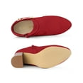 thumbnail image 4 of BLISSFUL STEP Ankle Boots Solid Round Toe Side Zip Buckle Heels Red 9, 4 of 7