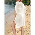 thumbnail image 4 of DAKIMOE Womens Swimsuit Cover Up Summer Casual Crochet Hollow Out Coverup Short Sleeve Bathing Suit Bikini Swimwear Beach Dress, Apricot, 4 of 5