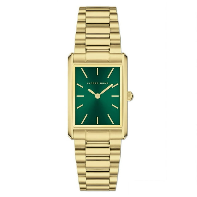 Alfred Sung Horizon Montre pour Femme Moderne à Cadran Vert et Bracelet Doré