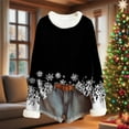 thumbnail image 2 of Lopecy-Sta Women's Christmas Snowflake Print Sweater, Long Sleeve Fuzzy Knitted Cotton Top, Casual Crew Neck Pullover for Fall Winter Holiday Black L, 2 of 4