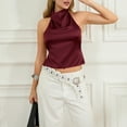 thumbnail image 3 of Women Y2k Satin Halter Tops Open Back Crop Tank Tops Y2K Sleeveless Shirts Summer Going Out Tops, 3 of 5