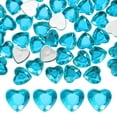 thumbnail image 1 of Paquete de 50 Strass en Forma de Corazón, Pegatinas de Strass de Acrílico de 18mm para Manualidades/Pintura/Joyería, Gemas Plásticas de Respaldo Plano [Azul Agua], 1 of 6
