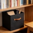 thumbnail image 5 of Kuroiy Storage Cubes 9.49GAL Foldable Organizing Baskets | Decorative Black Fabric Bin | 13x13x13in Sturdy Collapsible Organizer | Modern Home, Office, Living Room, Closet | Durable Large Capacity, 5 of 6