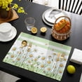 thumbnail image 3 of Spring Daisy Placemats Set of 12, Watercolor Flowers Floral Green Stripes Placemats for Dining Table, Place Mats for Kitchen Tabletop, Waterproof Wipeable Dining Table Mats Set, 3 of 9