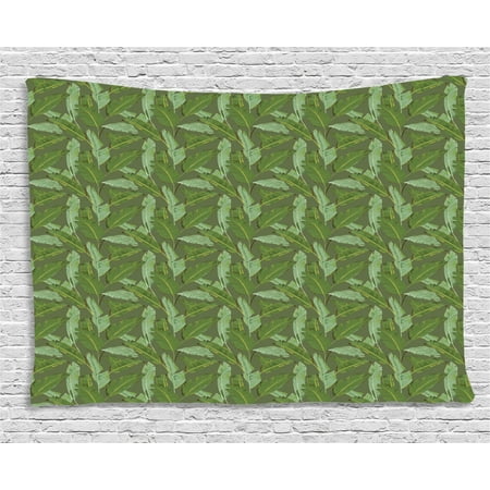 Banana Leaf Tapestry Tropical Palm Leaves With Overlapping Banana