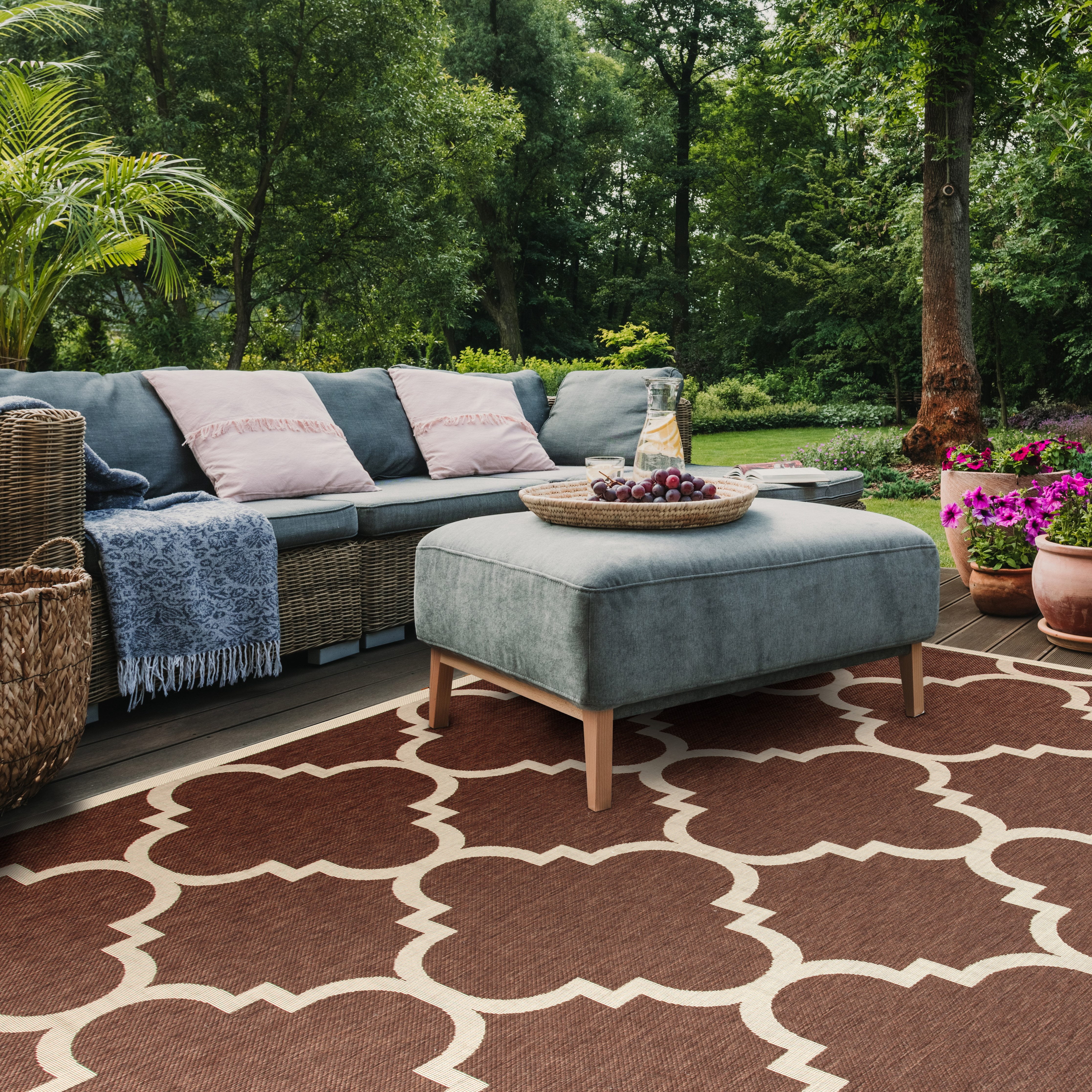 Safavieh Courtyard Becky Geometric Indoor/Outdoor Area Rug, Dark Brown, 8' x 11'