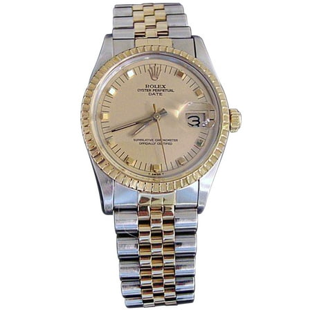 Pre-Owned Pre Owned Mens Rolex Two-Tone Peg Date with a Gold/Champagne Dial 15053